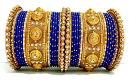 Indian Blue Punjabi Traditional Bridal Wedding Chura/Chuda 30 Bangle Set 2.8 - £21.02 GBP