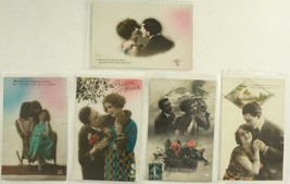 Vintage Art Deco French Photo Postcards Bonne Annee Couples Love Lovers Rppc - £15.07 GBP
