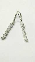 1.25 Ct Round Cut Diamond 14K White Gold Over Drop Long Leverback Earrings - £70.33 GBP