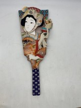 Vintage Japanese  Geisha Hagoita Decorative Art Wood Paddle Doll 21” W/ ... - £31.41 GBP