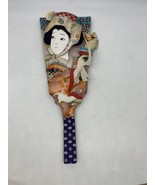 Vintage Japanese  Geisha Hagoita Decorative Art Wood Paddle Doll 21” W/ ... - £31.57 GBP