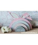 Rabbit personalised rainbow stacker, wooden freestanding bedroom decor, nursery  - $27.80