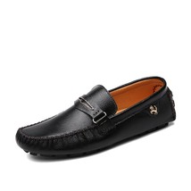 Leather Men Shoes Sports Car Shape   Casual Slip on Formal Classic Loafers Mocca - £57.15 GBP