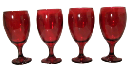 Set of 4 Libbey Ruby RED Monarch Long STEM Water Wine Goblets GLASSES 7&quot;... - $37.59