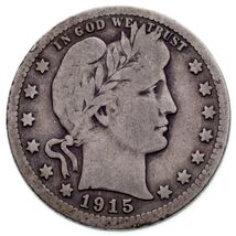 1915-S 25C Barber Quarter in VG Condition, Natural Color, Nice Detail fo... - $87.49