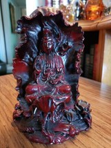 Kuan Yin Statue, Kwan Yin Dragon, Bodhisattva, Quan Yin, Lotus Red Resin - £31.44 GBP