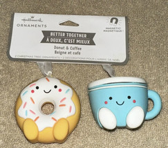 Hallmark Better Together Donut And Coffee Magnetic Christmas Ornaments New Set 2 - £39.30 GBP