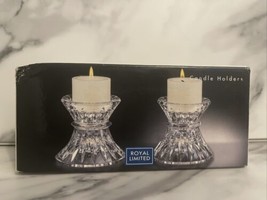 Royal Limited Set of 2 Candle Holders 24% Full Lead Crystal - 2001 - New... - $29.69