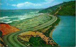 Vtg Chrome Postcard Redwood Highway Skirts Redwood Coast Freshwater Lagoon UNP - $3.91