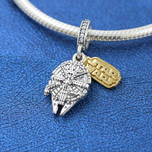 925 Sterling Silver Star Wars Millennium Falcon Dangle Charm Bead - £12.66 GBP