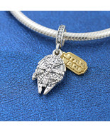 925 Sterling Silver Star Wars Millennium Falcon Dangle Charm Bead - $296.00 MXN