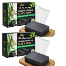 Natural African Black Soap w/Bamboo Charcoal-snail moisturizing Soap- 2pks, 2 oz - £11.78 GBP