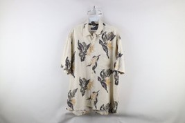 Vintage 90s Nautica Mens Size Medium Distressed Linen Blend Flower Button Shirt - $49.45