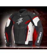  Mens Suzuki Hayabusa Black/Red/White Leather Motorcycle Jacket CE-APROV... - $139.00