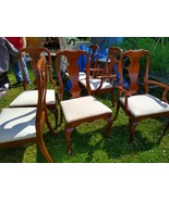 dining room table set 6 chairs, 2 leaves good cond - £116.77 GBP