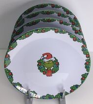 4 Dinner  Plates Dr. Seuss The Grinch Christmas Wreath Melamine 10.5&quot; New - €29,73 EUR