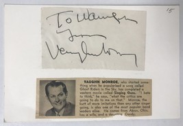 Vaughn Monroe (d. 1973) Signed Autographed Vintage 3.5x5.5 Signature Card - £23.60 GBP