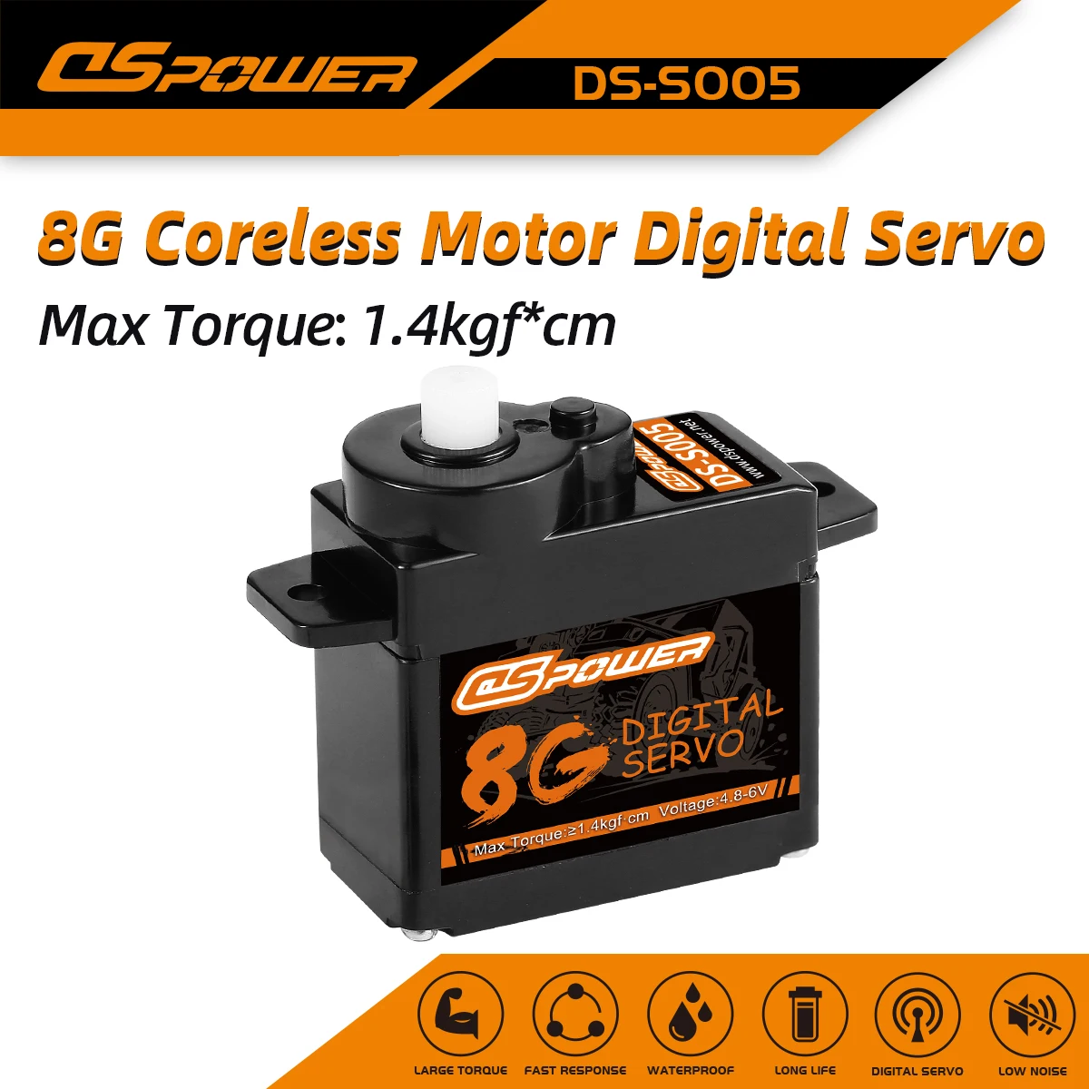 DSpower S005 8g Micro Digital Servo Plastic Gear Mini Servos for SCX24 RC Car - £9.27 GBP