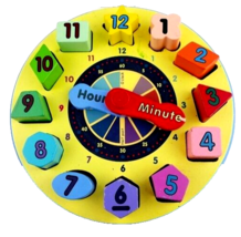 Melissa & Doug Wooden Clock Shape Sorting Educational Shapes Time Numbers - $13.86