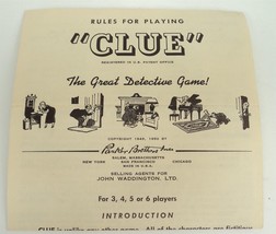 VTG 1949 Parker Brothers Clue Board Game - Instructions (A) - £4.76 GBP