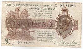 1919, Great Britain, Treasury Notes, 1 Pound Pick#357, VF - $151.47