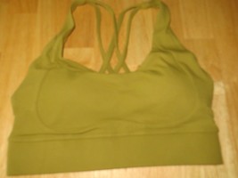 Lykoxa Strappy Sports Bra w/Removable Cups, Olive, Small - £15.01 GBP