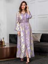 Hot Stamping Moroccan Caftan Lined Chiffon Women Jalabiya S Dubai Abaya  Dress M - £102.15 GBP