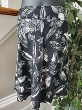 Merona Women&#39;s Black &amp; White Floral 100% Linen A-Line Casual Short Skirt Size 14 - £20.78 GBP