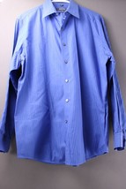 Kenneth Cole Rection Blue Stripe Button Up mens Shirt SZ 16/32    741 - £5.98 GBP