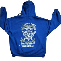 Gildan Vintage 90s Skull Military Veteran Blue Heavy Blend Hoodie Sweats... - $34.99