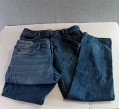 Cat &amp; Jack Boys Denim Jeans 16 Husky Blue Straight Regular Dark Wash Youth 2 PR - £11.41 GBP