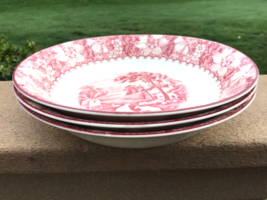 Red Transferware Soup Bowls Colonial Patt.  7 1/2” Woods Burslem England... - £24.27 GBP