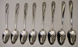 1847 vintage ROGERS DAFFODIL SILVERPLATE flatware 8 TEASPOONS shiny SET #1 - £38.29 GBP