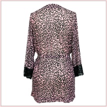 Pink Leopard Silk Chiffon Peignoir Pajama Robe or Bath Gown with Sash  image 2