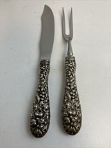 Stieff Rose Sterling Silver Handled 2-Piece Carving Knife &amp; Fork Set - $74.20