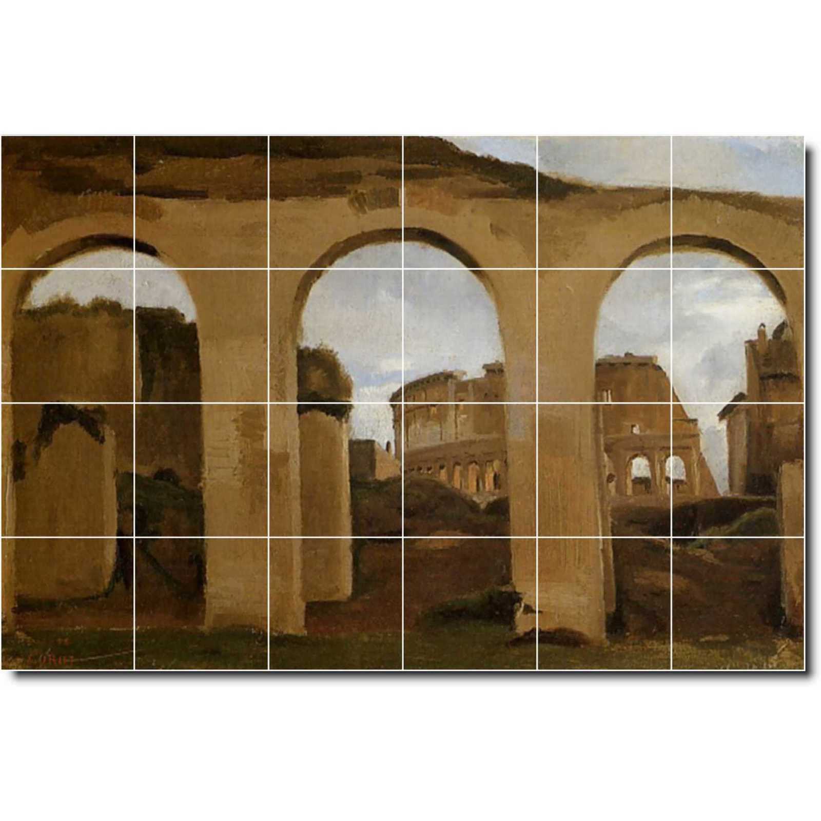 Corot jean rome the coliseum seen through arches of the basilica of constantine