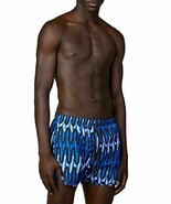 Neil Barrett Slim Fit Scribble Print Swim Trunks in Blue, Black, White-S... - $137.03 CAD