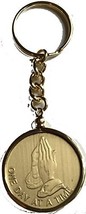 Praying Hands One Day At A Time Keychain AA Medallion Holder Gold Plated - £10.16 GBP