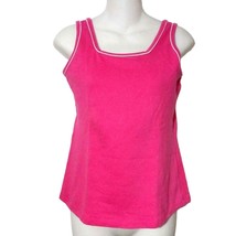 Basic Editions Hot Pink Tank Top S White Trim Sports Bra Women&#39;s - $8.00