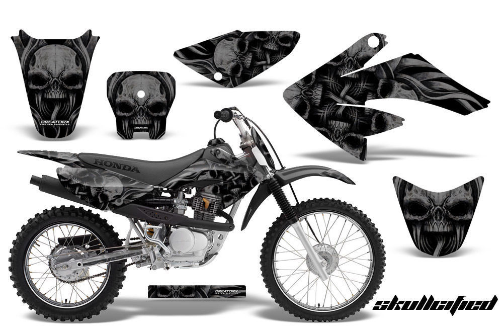 HONDA CRF 70 GRAPHICS KIT DECALS CREATORX SKULLCIFIED BLACK - $104.76