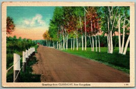 Generic Country Road Scenic Greetings From Claremont NH Linen Postcard F11 - £3.15 GBP