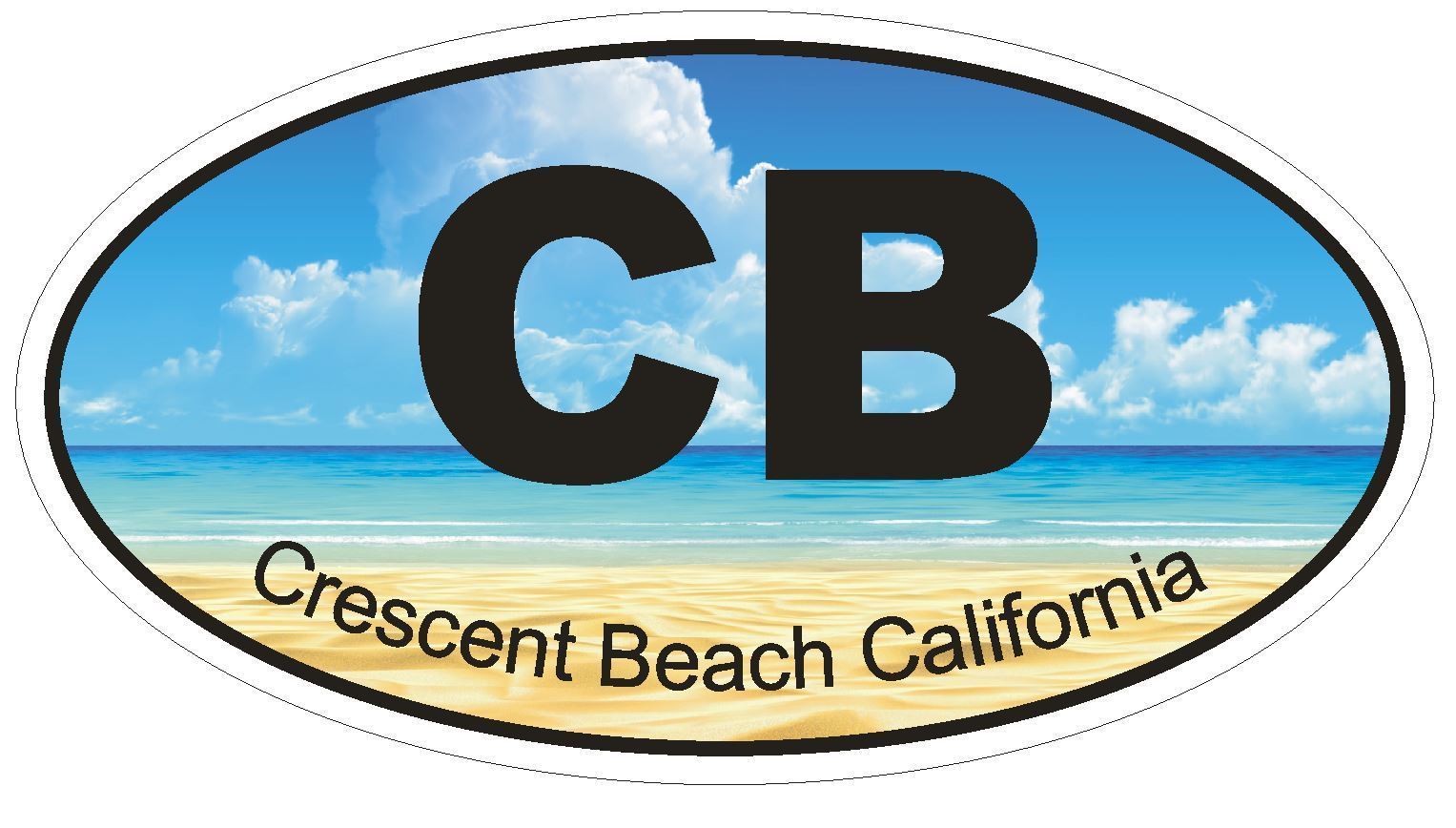 Crescent Beach California Oval Bumper Sticker or Helmet Sticker D1214 Euro Oval - $1.39 - $75.00