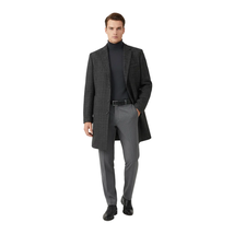 Men RENOIR Wool Blend Charcoal Gray English Plaid 3/4 Length Coat 43-18-095 image 6