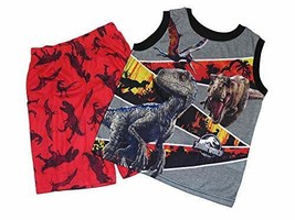 Jurassic World Boy&#39;s Tyrannosaurus, Blue Raptor Pajama Shorts Set, Size 4/5 - $273.28 MXN