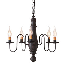 Handcrafted 5-Arm Medium Norfolk Wood Chandelier Made In The Usa. Black Finish - £382.76 GBP