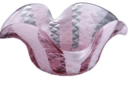 Antique Mold Blown Art glass Cranberry Opalescent finger bowl - £92.50 GBP