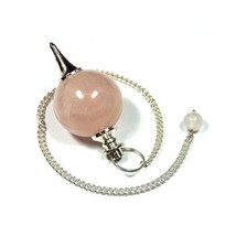 Bulk 5 Pcs Natural Pink Rose Quartz Ball Shaped Gemstone Dowsing Pendulums - £31.61 GBP