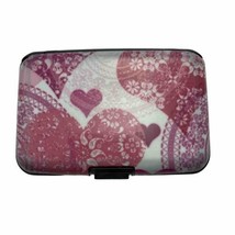 Hard Sided Credit Card Wallet Pink Heart Design Boho 3&quot; x 4.5&quot; - £4.68 GBP