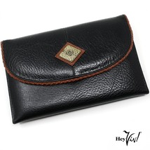 Vintage Michael Stevens Black Leather Wallet - 7x4.5&quot; - Multifunctional -Hey Viv - £15.98 GBP