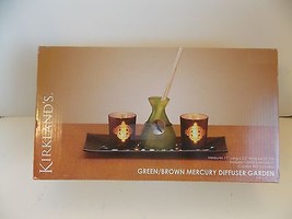 KIRKLAND&#39;S GREEN / BROWN MERCURY  DIFFUSER TRAY &amp; CANDLE HOLDERS NEW! - $9.80